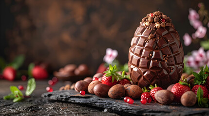 Chocolate Egg Decorated Table HD Wallpaper with Cinematic Effect