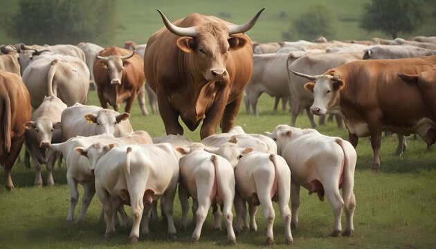 A Bull With A Herd Of Cows