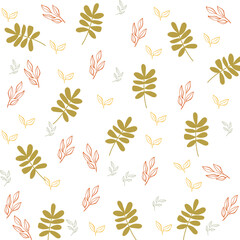 Fototapeta premium Seamless floral pattern with abstract leaf. Vector hand drawn illustration.