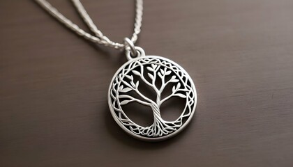 A Pendant Necklace Featuring A Delicate Tree Of Li - obrazy, fototapety, plakaty