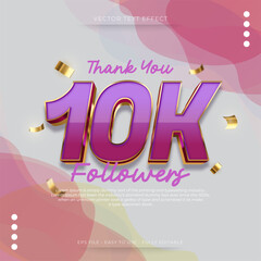 Vector thank you for 10K social media followers with gold confetti background