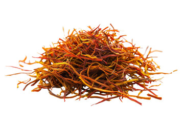 Pile of Dried Saffron on White Background