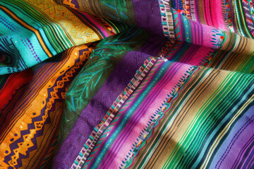 Close Up of Vibrant Multi-Colored Cloth Pattern