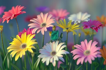 Obraz premium 3d colorful daisy flower collection 