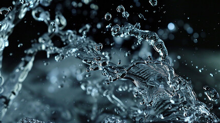 The artful dance of water as it flows from bottle to glass, captured in exquisite detail. - obrazy, fototapety, plakaty
