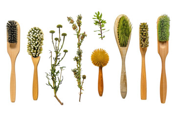 Assorted Plants Arranged on White Background