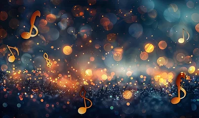 Foto op Canvas Festive background with musical notes and glowing lights © EnelEva