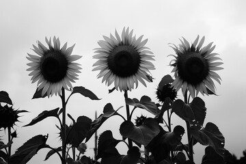 Cheerful sunflowers reaching for the sky, their radiant faces following the sun's path.