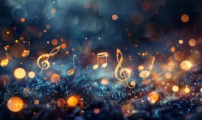Foto op Canvas Festive background with musical notes and glowing lights © EnelEva