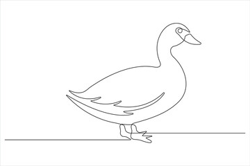 Continuous single line art drawing of pet animal duck concept outline vector illustration