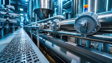 Obraz premium Equipment at dairy plant