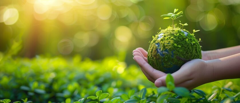 For sustainable environment, Save our Planet, World Environment Day, World Earth Day, and Climate change, hand holding green earth with tree.