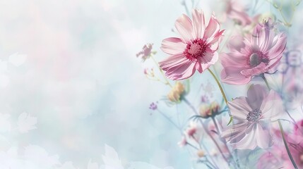 Flowers Banner Mockup: Colorful Watercolor Background