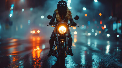 black motorbike, women black clothes