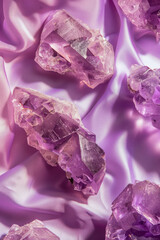 Beautiful Purple Crystals on Cloth