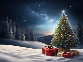 Obraz premium christmas tree with gifts