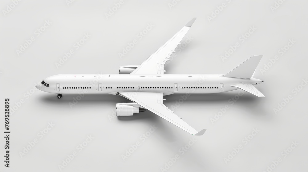 Poster mock up in white color with checkered background of an airplane isolated on white. clipping path of 