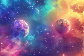 Obraz na płótnie Canvas Colorful planets for background
