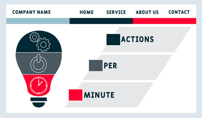 APM - Actions Per Minute acronym. business concept background. vector illustration concept with keywords and icons. lettering illustration with icon