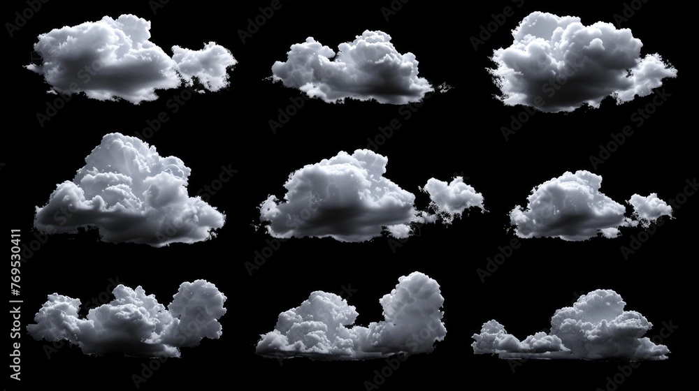 Aufkleber isolated clouds over black. elements for design