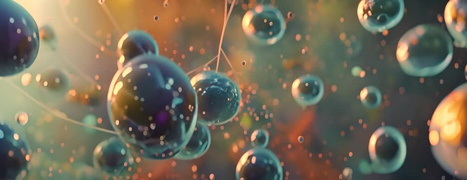 A close up of a bunch of small bubbles with a red blob in the middle 4K Video