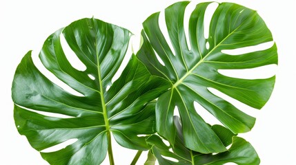 Leaf of Monstera plant on white background with clipping path included - obrazy, fototapety, plakaty