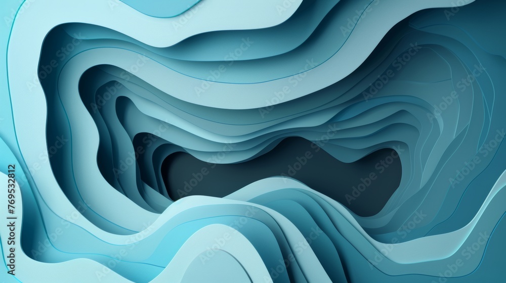 Poster Abstract background with paper cut shapes. Tunnel wave background with shadows. Modern design for business presentations, flyers, posters, etc.