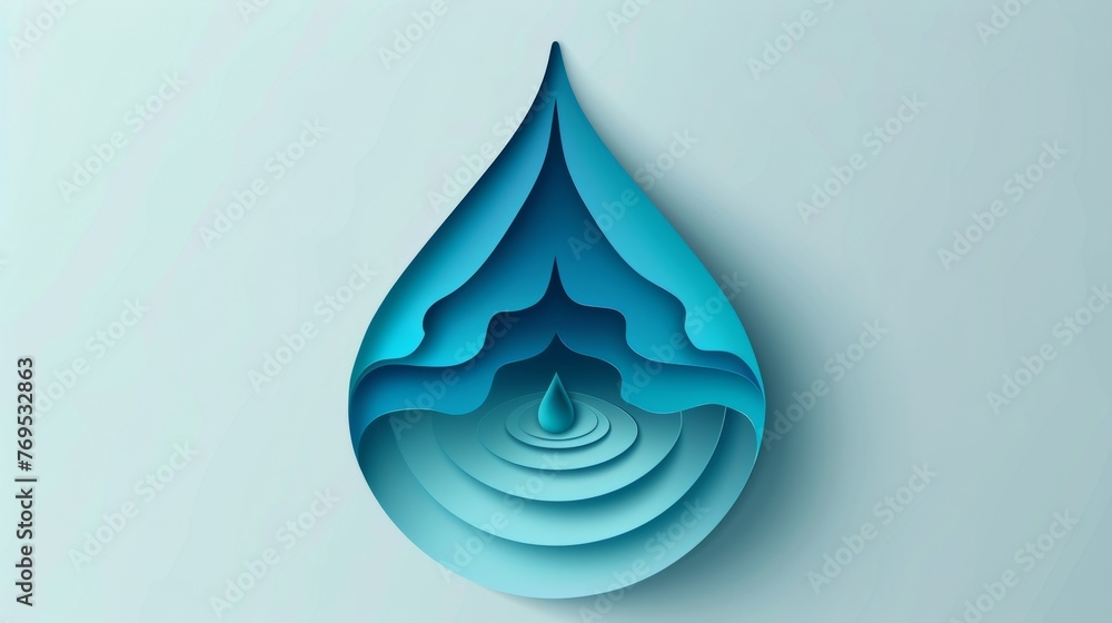 Poster the logo design template features a modern abstract waterdrop with a splash of paper cutting style. 