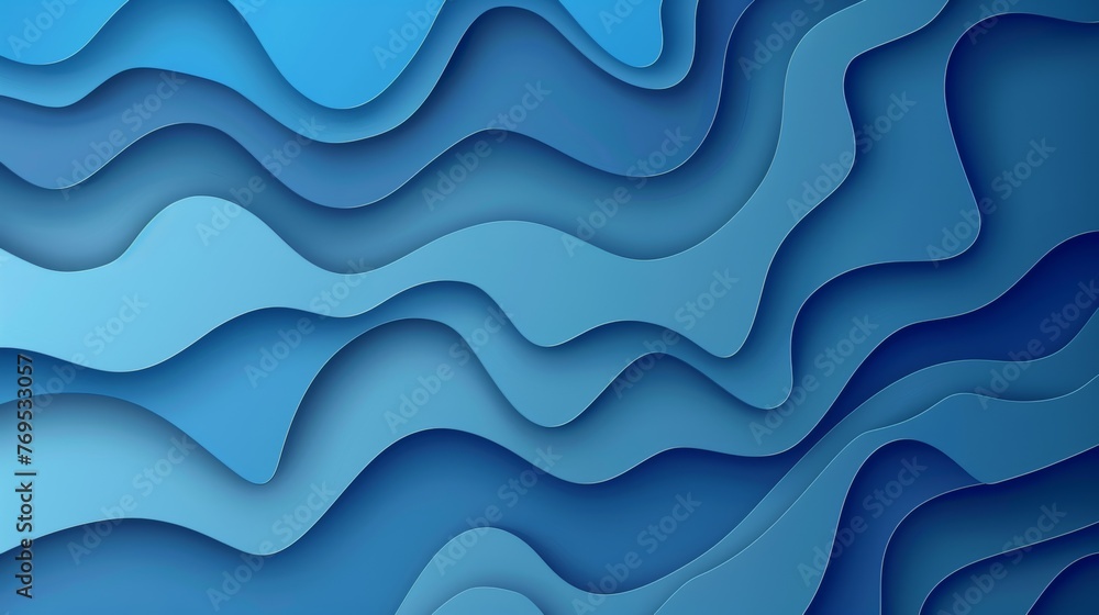 Poster an abstract blue paper cut background with simple shapes. a modern modern illustration for concept d