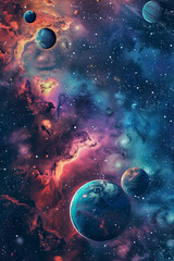 Colorful planets for background