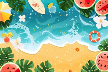 Colorful colourful vector illustration summer beach background. 