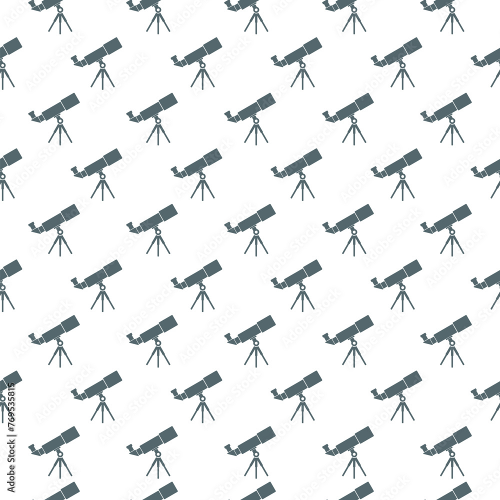Poster seamless pattern with telescope icon isolated on white background