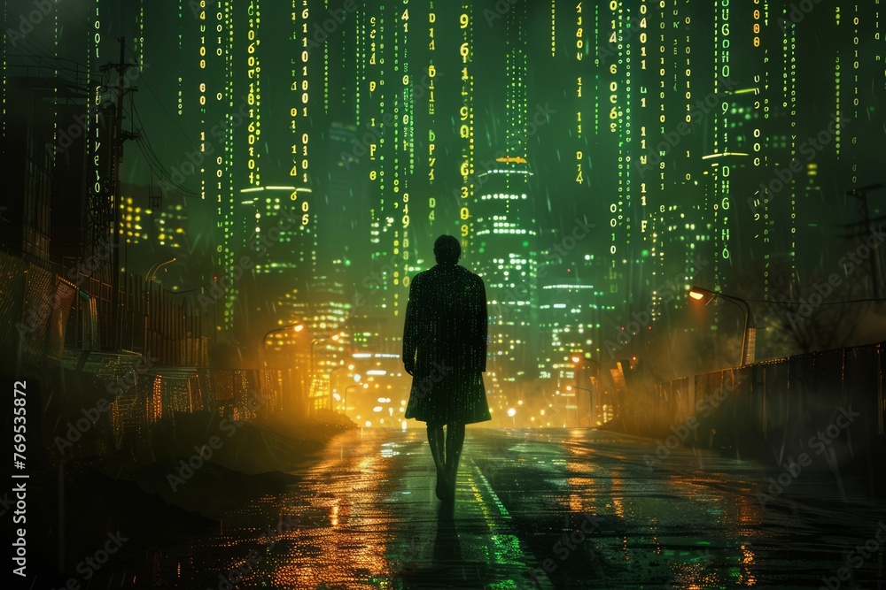 Poster matrix business digital number artificial intelligence, technology processing