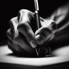 Hand holding a pen