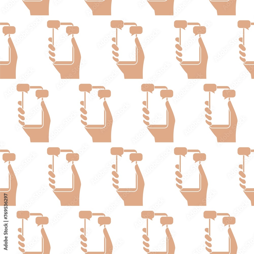 Poster chat messages notification on phone icon isolated seamless pattern