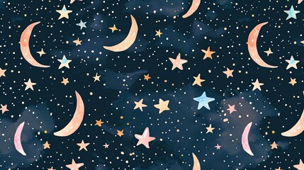 Obraz na płótnie Canvas pattern with stars and moon