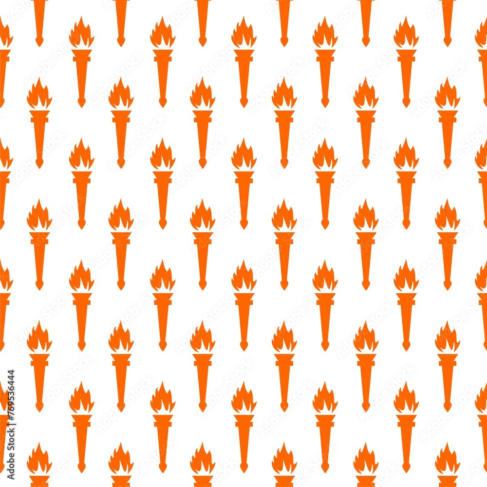 Poster torch icon seamless pattern isolated on white background