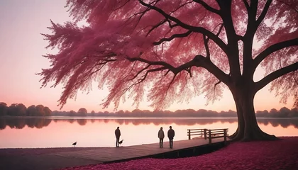Foto op Aluminium Dreamy Cherry Blossom Lane JPEG landscape image Ai-Generated  © Shipna