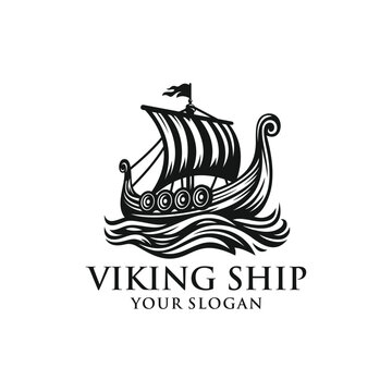 Viking ship logo vector