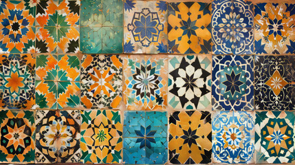 Collage of various colorful Moroccan tiles showcasing patterns and designs