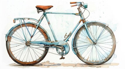Illustration of a whimsical bicycle rendered in pastel watercolors