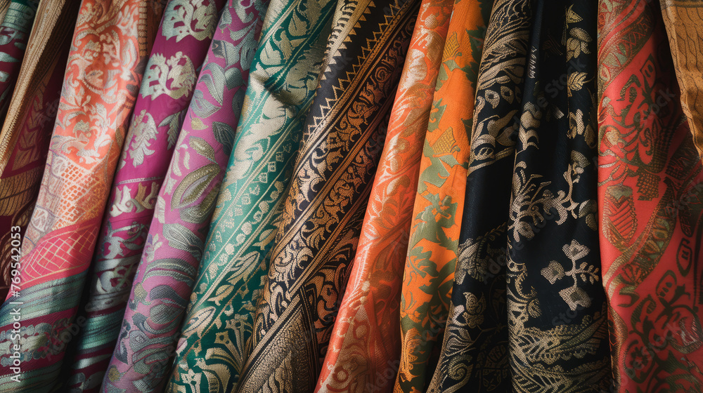 Poster displaying an array of vibrant indian sarees with modern and classic designs for a stylish look