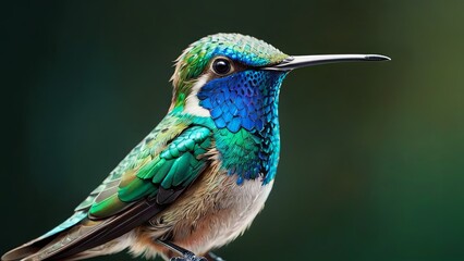 Close-Up of a Hummingbird with Lustrous Feathers