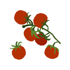 Cherry tomatoes isolate icon. Minimalistic style, primitive cut geometric pattern vector.