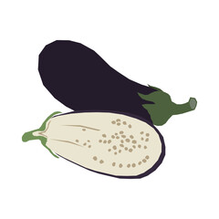 Eggplant isolate icon. Minimalistic style, primitive cut geometric pattern vector.