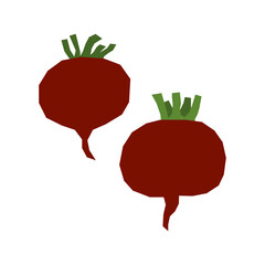 Beetroot isolate icon. Minimalistic style, primitive cut geometric pattern vector.