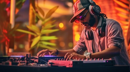 dj music with the colorful of light 8k photography