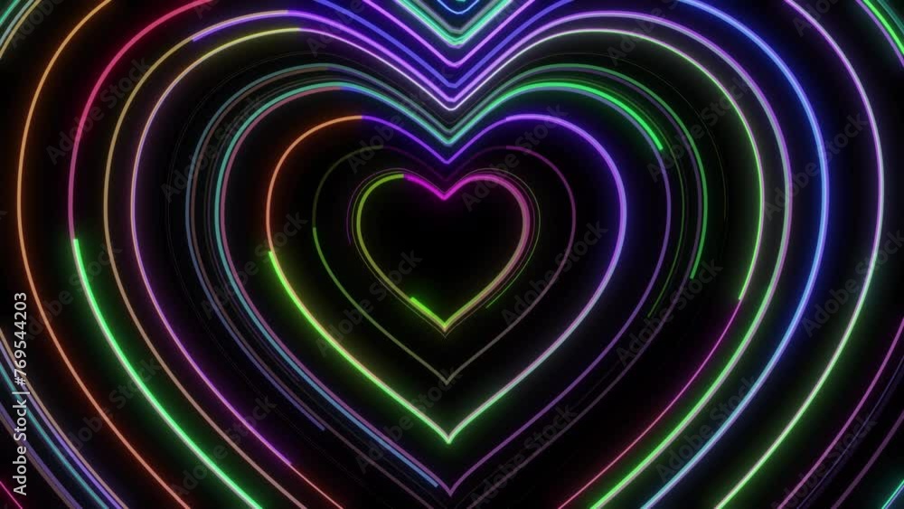 Poster neon heart shape with arrow direction vj loop party disco night neon heart shape, heart shape vj loo
