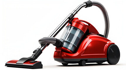 vacuum cleaner isolated on white, Red vacuum cleaner used to improve your cleaning experience
