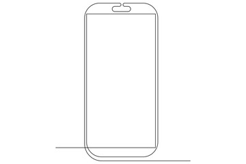 Continuous one line art smartphone touch screen gadget modern technology design outline vector illustration
